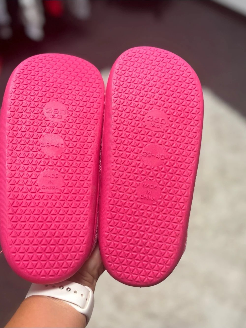 Pink Slippers with Yellow Softball Design